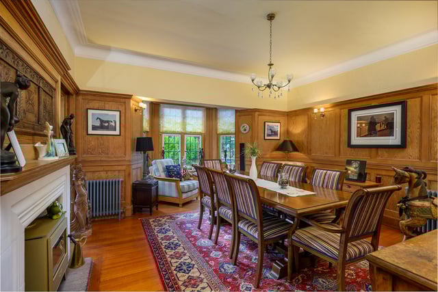 Quality does shine throughout the house, with some lovely details –
original wood panelling, a pitch pine staircase, foliate pattern plaster ceiling decorations, door furniture, and fireplaces.