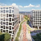 The proposed development at the centre of the row