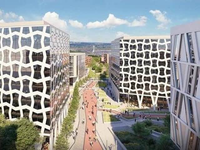 The proposed development at the centre of the row