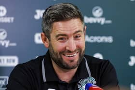 Hibs manager Lee Johnson knows his men will find it tough against Aston Villa but wants them to stay positive and believe in themselves.  Photo by Mark Scates / SNS Group