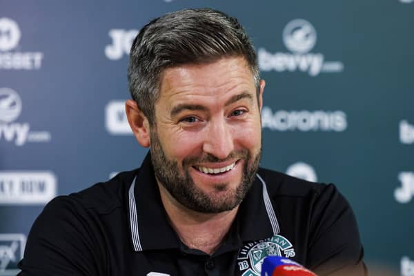 Hibs manager Lee Johnson knows his men will find it tough against Aston Villa but wants them to stay positive and believe in themselves.  Photo by Mark Scates / SNS Group