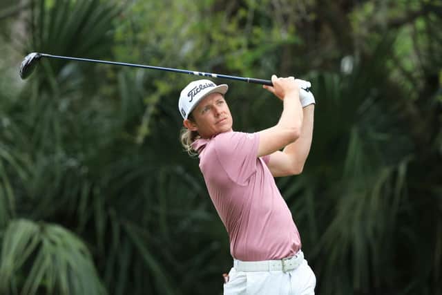 Cameron Smith  plays his shot from the fifth tee during the final round of The Players Championship on the Stadium Course at TPC Sawgrass. Picture: Sam Greenwood/Getty Images.