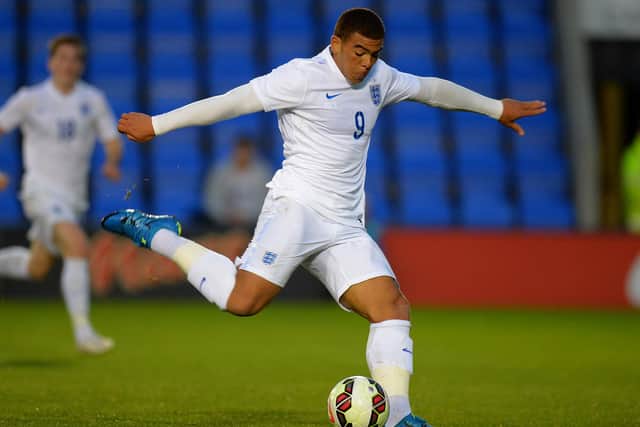 Che Adams in action for England's under-20 side in a friendly against Czech Republic in Shrewsbury in September 2015.  (Photo by Tony Marshall/Getty Images)