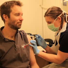 Edinburgh man Matthew Phillips definitely made sure he was indoors when he rolled up his sleeve for his Covid jab – delivered to him at the South Pole.