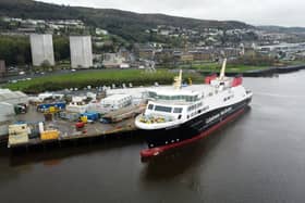 MV Glen Rosa at the Ferguson Marine shipyard. Image: John Devlin/National World.