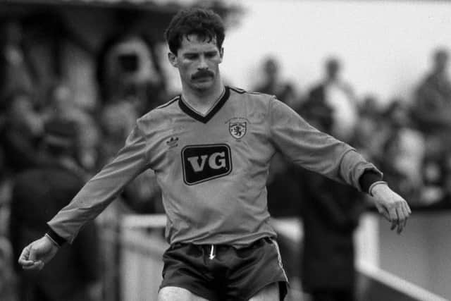 Dundee United legend John Holt in action for the club in the 1987 Scottish Cup final