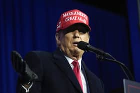 Republican presidential candidate former President Donald Trump speaks at a campaign rally in Michigan. Picture: AP Photo/Paul Sancya