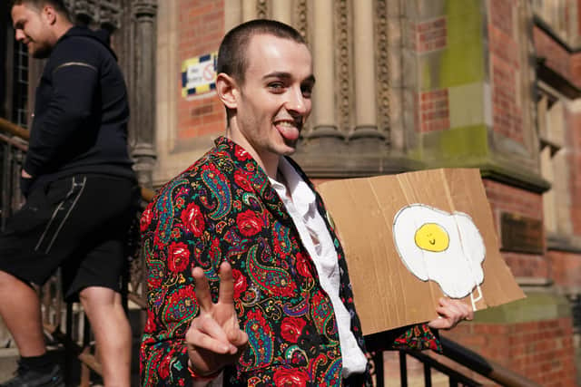 Patrick Thelwell arriving at York Magistrates' Court charged with threatening behaviour after eggs were thrown at King Charles III during his visit to York on November 9.