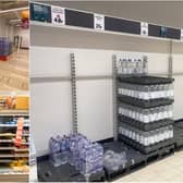 Clockwise from top left: Fruit and pastries freezers empty at Sainsbury's in Craigleith; bottled water shelves empty at Lidl in Granton, sliced cheese shelves empty at Morrisons at The Gyle.
