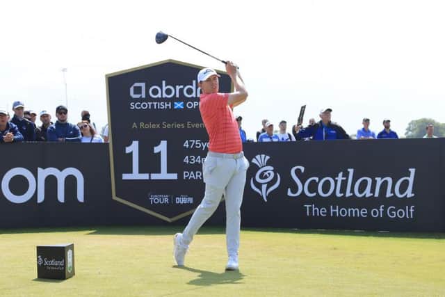 Matthew Fitzpatrick tees off on the 11th hole at The Renaissance Club. Picture: Andrew Redington/Getty Images.