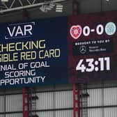 Hearts had Alex Cochrane sent off after a VAR check.  (Photo by Craig Foy / SNS Group)