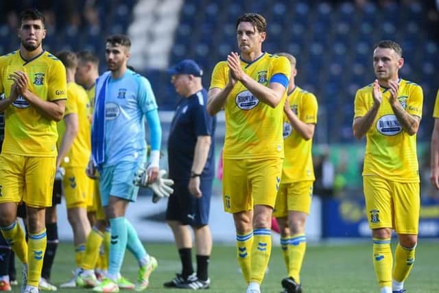 Kilmarnock players salute their fans at full-time after a pre-season friendly win over Falkirk. (Photo by Craig Foy / SNS Group)