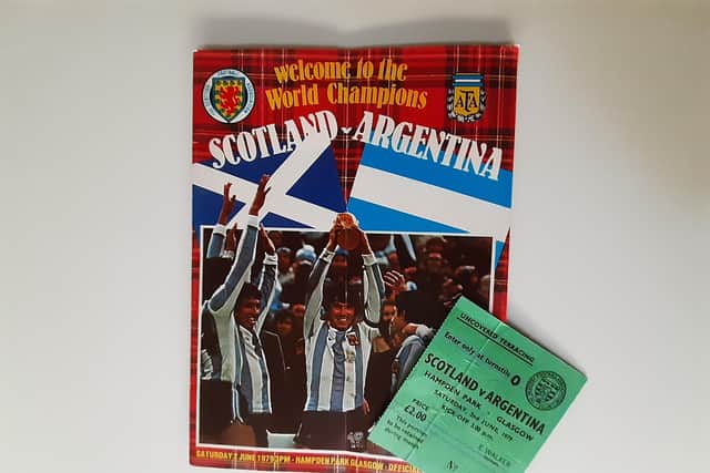 The programme and ticket from when 18-year-old Diego Maradona came to Scotland