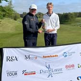 Jake Johnston was presented with the Junior Jug by Paul Lawrie after his impressive win at Newmachar. Picture: Paul Lawrie Foundation