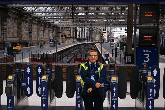 A Network Rail employee at Central Station on June 21, 2022 in Glasgow, Scotland. The biggest rail strikes in 30 years started on Monday night with trains cancelled across the UK for much of the week. Photo by Jeff J Mitchell/Getty Images