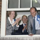 Then Conservative Party chairman Norman Tebbit, prime minister Margaret Thatcher and her husband Denis celebrate the Tories winning a third term in government on 11 June 1987 (Picture: Fox Photos/Hulton Archive/Getty Images)