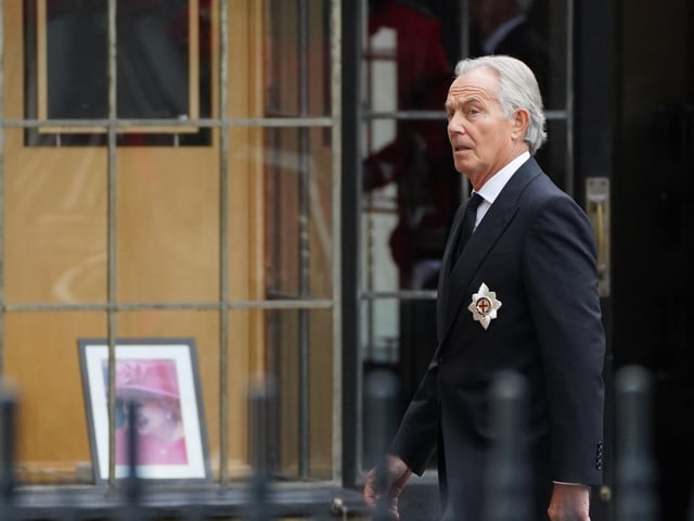 Former Labour leader Tony Blair arrives at the State Funeral of Queen Elizabeth II, held at Westminster Abbey, London.Picture date: Monday September 19, 2022.