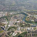 An aerial view of the the development under way at the Clyde gateway site