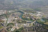 An aerial view of the the development under way at the Clyde gateway site
