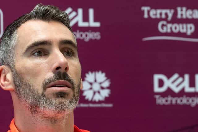 Michael Smith speaks to the press ahead of Hearts' trip to Ibrox.