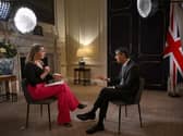 Prime Minister Rishi Sunak (right) appearing on the BBC's 'Sunday Morning' political television show with journalist Laura Kuenssberg (left), from 10 Downing Street in London. Picture: Jeff Overs/BBC/AFP via Getty Images