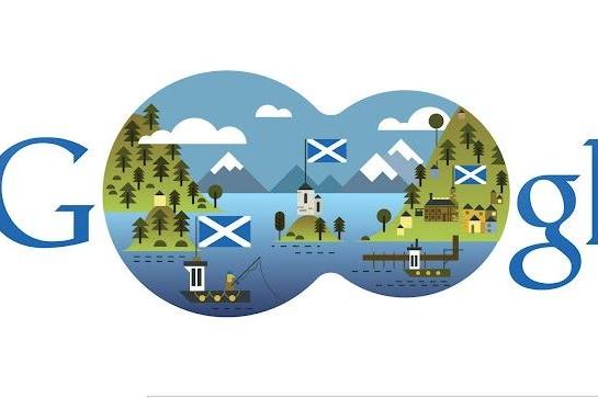 The Google Doodle 2013 celebrated all things Scotland in the two O's in Google, and even had a nod to St Andrew with the fishing reference.