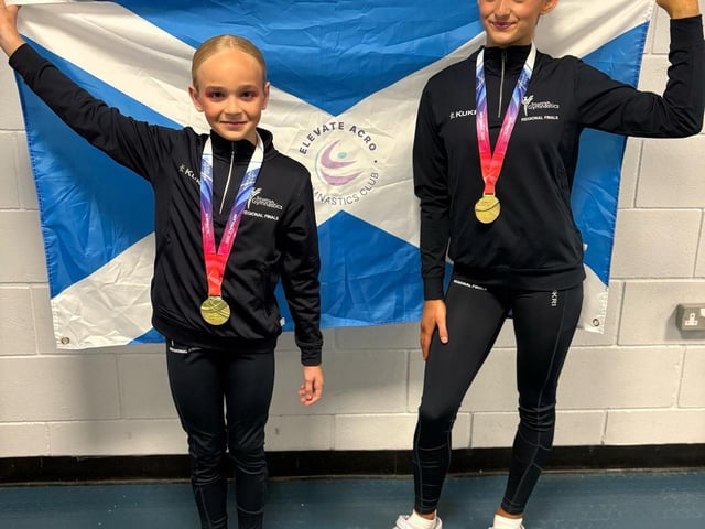 Sydney and Alice flying the flag for Scottish Gymnastics