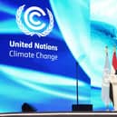 Prime Minister Rishi Sunak addresses delegates during the Cop27 summit at Sharm el-Sheikh, Egypt. Picture date: Monday November 7, 2022.