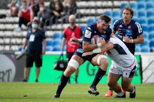 Bordeaux's Kane Douglas on the charge against Edinburgh. Picture: Romain Perrocheau/INPHO/Shutterstock