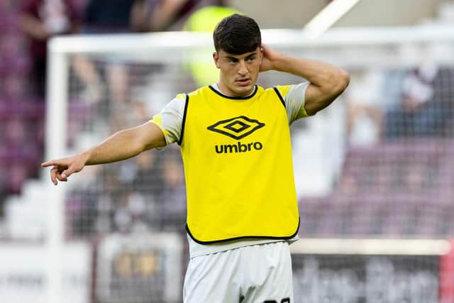 Hearts' Lewis Neilson was replaced due to an injury while playing for Scotland 21s.  (Photo by Ross Parker / SNS Group)