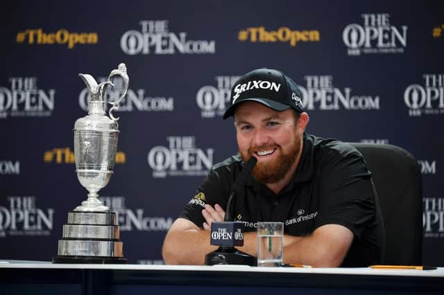 Shane Lowry talks in a press conference after his win in the 148th Open Championship at Royal Portrush in 2019. Picture: Stuart Franklin/Getty Images.