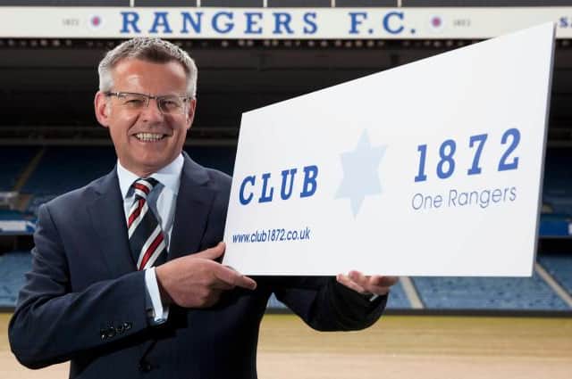Happier times in Rangers managing director Stewart Robertson's relationship with Club 1872 as he helps launch the fan shareholder group at Ibrox in May 2016. (Photo by Ross Brownlee/SNS Group).