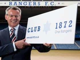 Happier times in Rangers managing director Stewart Robertson's relationship with Club 1872 as he helps launch the fan shareholder group at Ibrox in May 2016. (Photo by Ross Brownlee/SNS Group).