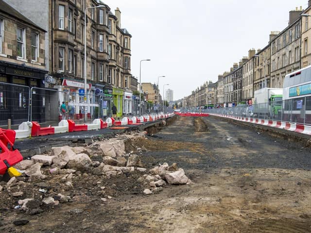 Tram line work on the Newhaven extension in 2020 - but it was much less disruptive than the original scheme. Picture: Lisa Ferguson
