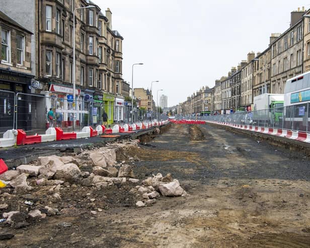 Tram line work on the Newhaven extension in 2020 - but it was much less disruptive than the original scheme. Picture: Lisa Ferguson
