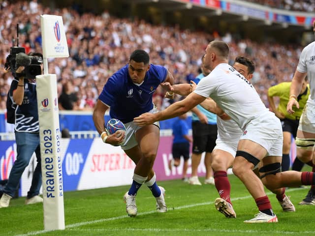 The television match official and his wife received threatening and abusive messages via Facebook following the match between England and Samoa at the Rugby World Cup in France last year. (Photo by Mike Hewitt/Getty Images)