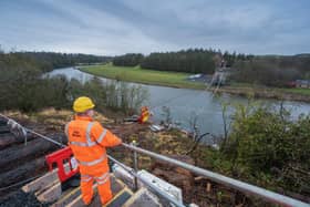 The next stage of the work is to remove the 12 chains, which are a total of 2000m long, the images show the preparation work going on for this stage which should happen later this month (Photo: Phil Wilkinson).
