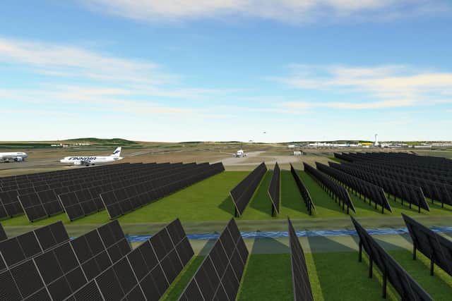 Picture of what the new eleven-acre solar farm will look like at Edinburgh Airport (Photo: Edinburgh Airport).