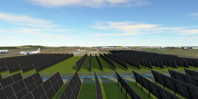 Picture of what the new eleven-acre solar farm will look like at Edinburgh Airport (Photo: Edinburgh Airport).