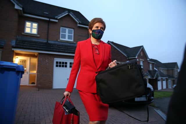First Minister of Scotland, Nicola Sturgeon, leaves her home in Glasgow to head to Holyrood in Edinburgh to give evidence to the Scottish Parliament's inquiry into her government's unlawful investigation of the former First Minister Alex Salmond.