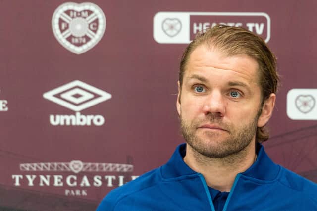EDINBURGH, SCOTLAND - OCTOBER 05: Manager Robbie Neilson during a Hearts Press Conference at the Oriam, on October 05, 2020, in Edinburgh, Scotland. (Photo by Mark Scates / SNS Group) 