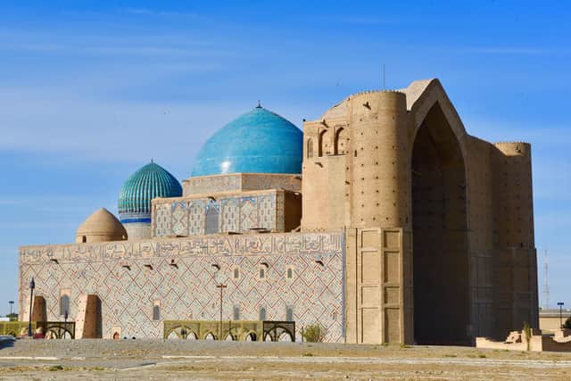 The Mausoleum of Khodja Ahmed Yassawi, inTurkistan, has vast swathes of intricated tiling and mosaic designs. Pic: Lisa Young