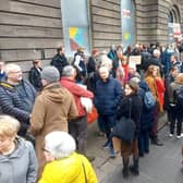 Protesters gathered outside the boarded-up cinema on Sunday to call for the Filmhouse to be saved and not sold for a pub.  Picture: Annabelle Gauntlett.
