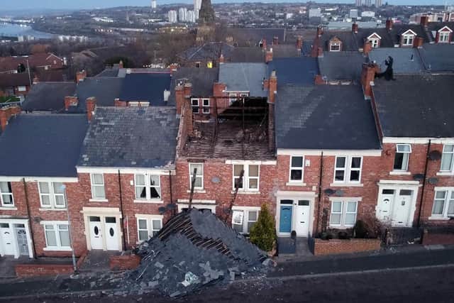 A house on Overhill terrace in Bensham Gateshead which lost its roof on Saturday