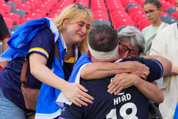 Will Hurd is hugged by his mum Sharon after his Scotland debut against Canada on July 6 in Ottawa, Ontario. (Photo by Chris Tanouye/Getty Images for Scottish Rugby)