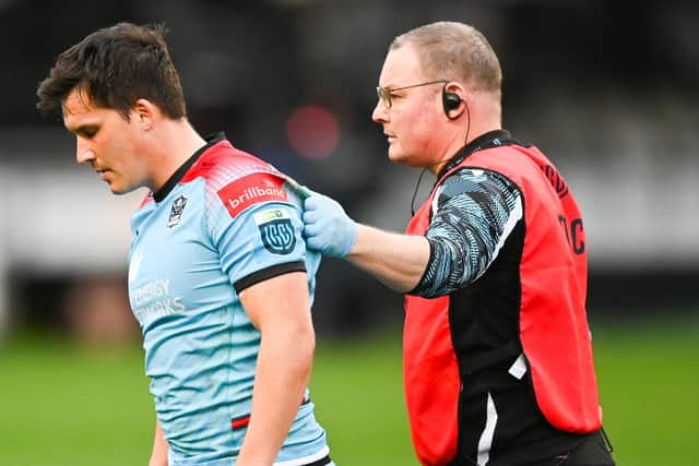 Glasgow centre Sam Johnson suffered a broken jaw against the Cell C Sharks in Durban. (Photo by David Gibson/Fotosport/Shutterstock)