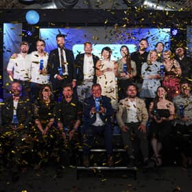 All of the Scran winners share the stage and the sweet taste of victory. Image: Lisa Ferguson.