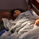 Dunia Abu Mohsen, 12, lost her leg in a bomb blast that killed her family. She was killed when the Nasser hospital in Khan Yunis, southern Gaza Strip, was shelled (Picture: Mahmud Hams/AFP via Getty Images)