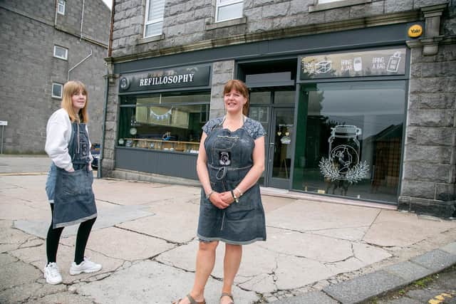 Gina Adie (right) with daughter Rhiannon outside the eco-friendly store. Picture: Rory Raitt.
