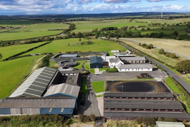An aerial view of the Belstane Racing Stables, which is located in South Lanarkshire, about a mile from Carluke.